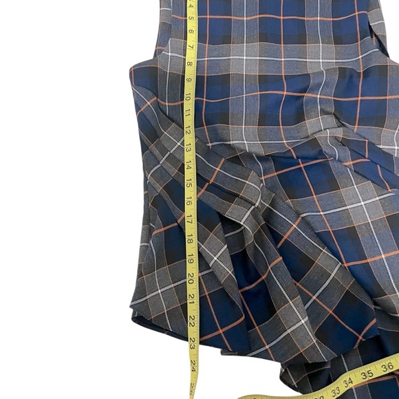 Zara Plaid Asymmetrical Ruffle Top Back Zip Preppy Modern Size XS **Has Flaw - Picture 7 of 15